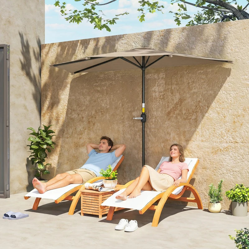 9.8ft Half Umbrella Semi Round Patio Parasol with Crank Handle, Top Vent for Garden, Balcony- NO BASE INCLUDED, Coffee