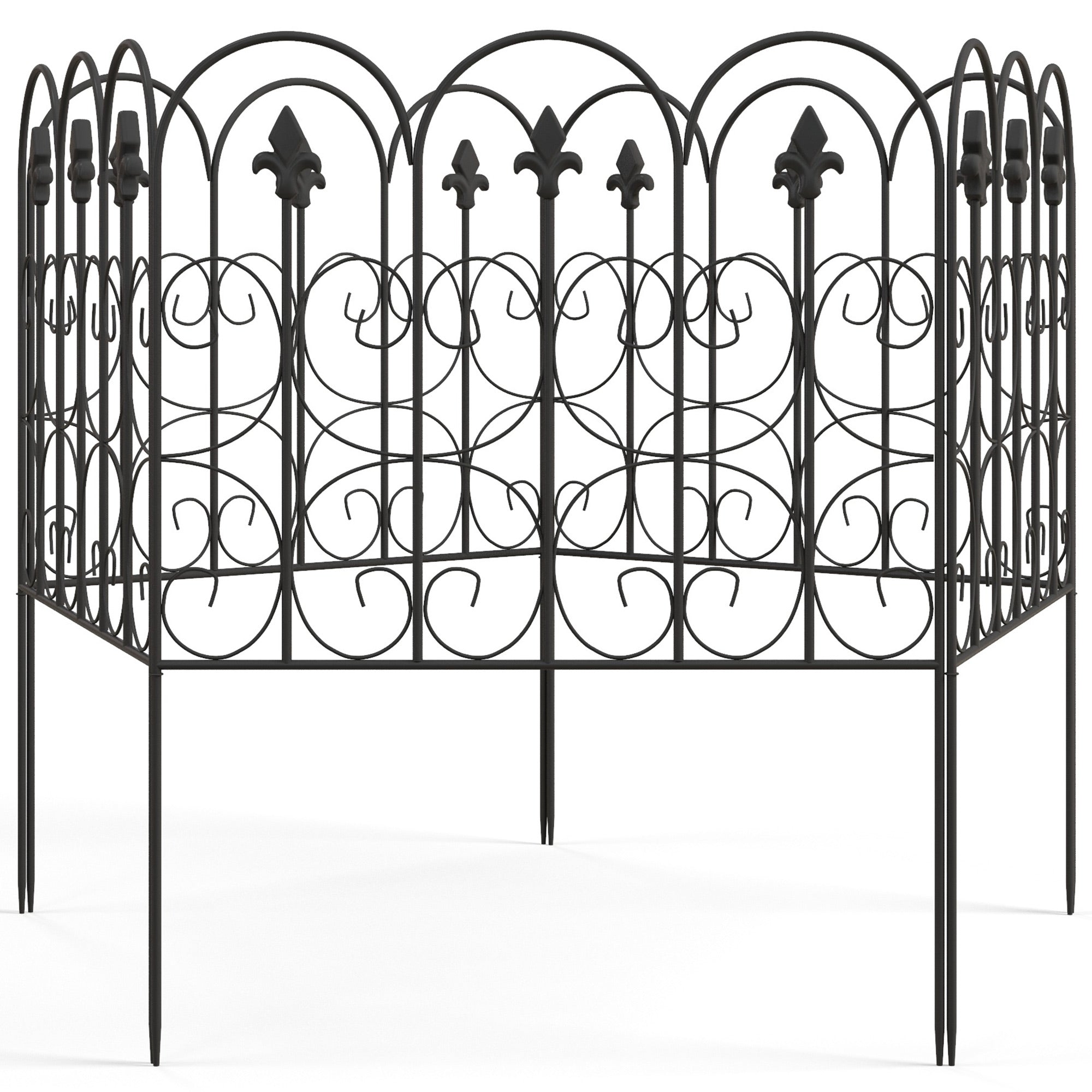 Outsunny 5-Piece 33"x10' Metal Wire Fence: Landscape Flower Bed Edging, Animal Barrier, Black 