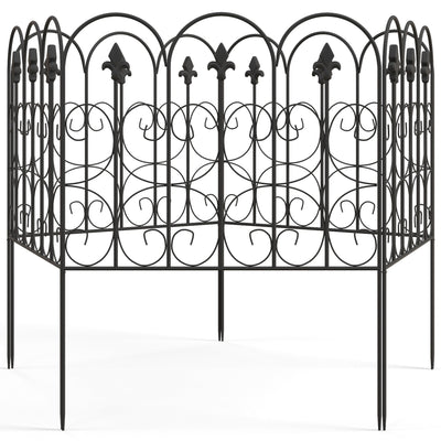 Outsunny 5-Piece 33"x10' Metal Wire Fence: Landscape Flower Bed Edging, Animal Barrier, Black 