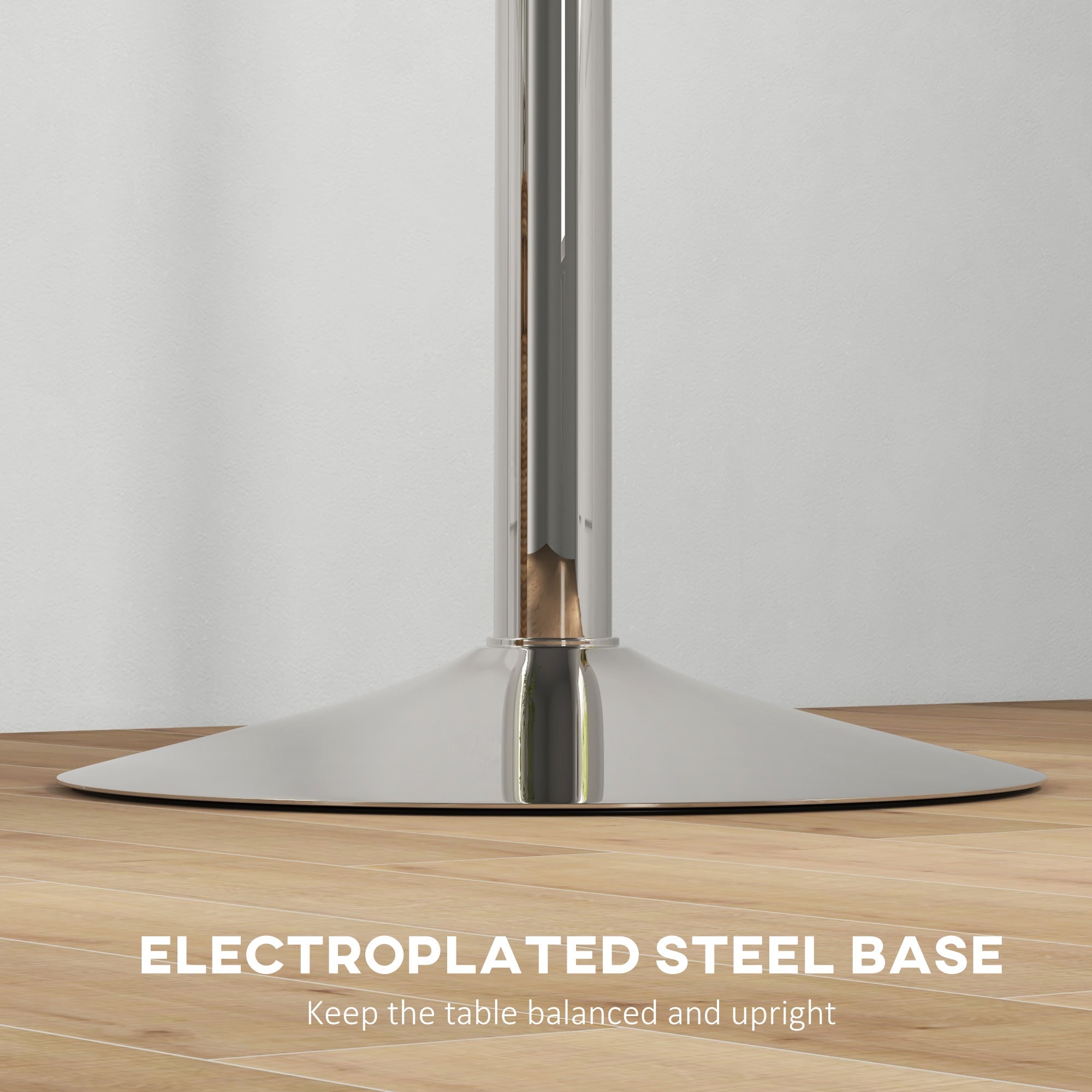 HOMCOM Swivel Simplicity: Adjustable High Top Bar Table, White Round Steel Base Bistro Style for 2 People 