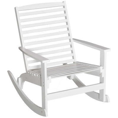 Outsunny Patio Rocking Chair Non-slip Porch Rocker for Balcony Garden Terrace Bamboo White 