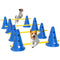 Dog Agility Hurdle Cone Set, Adjustable Obstacle Course Equipment with 8 Cones & 8 Poles, Carry Bag, Blue