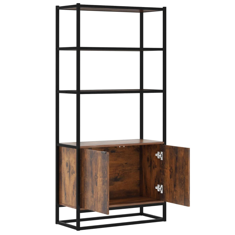 Storage Cabinet with 3 Open Shelves Cupboard Freestanding Tall Organizer Multifunctional Rack for Livingroom Bedroom Kitchen Rustic Brown