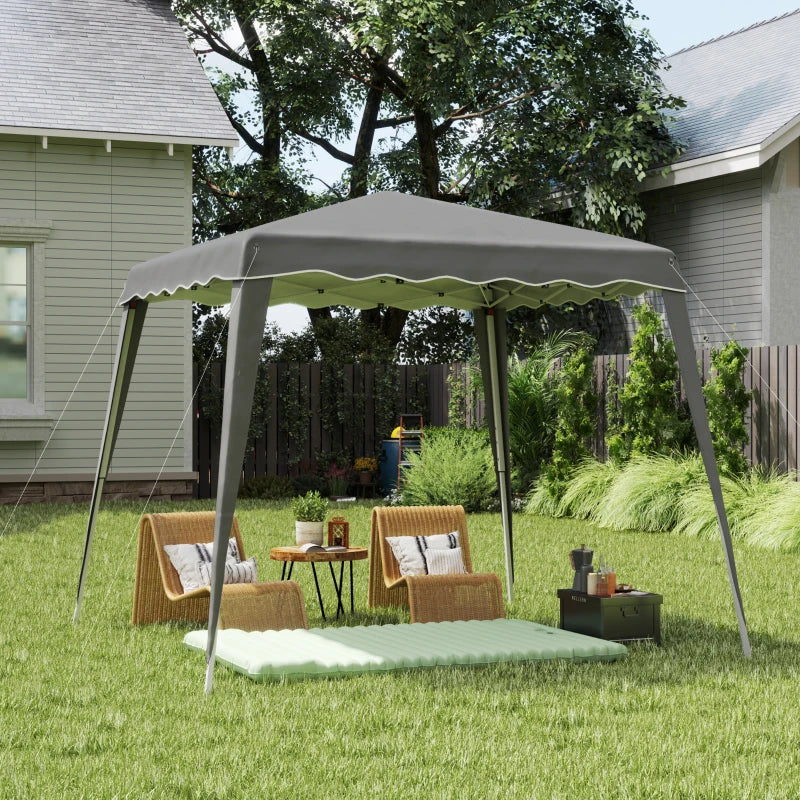 8' x 8' Pop Up Canopy, Outdoor Foldable Tent, Portable Canopy Tent with Carrying Bag for Camping, Party, Picnic, Grey