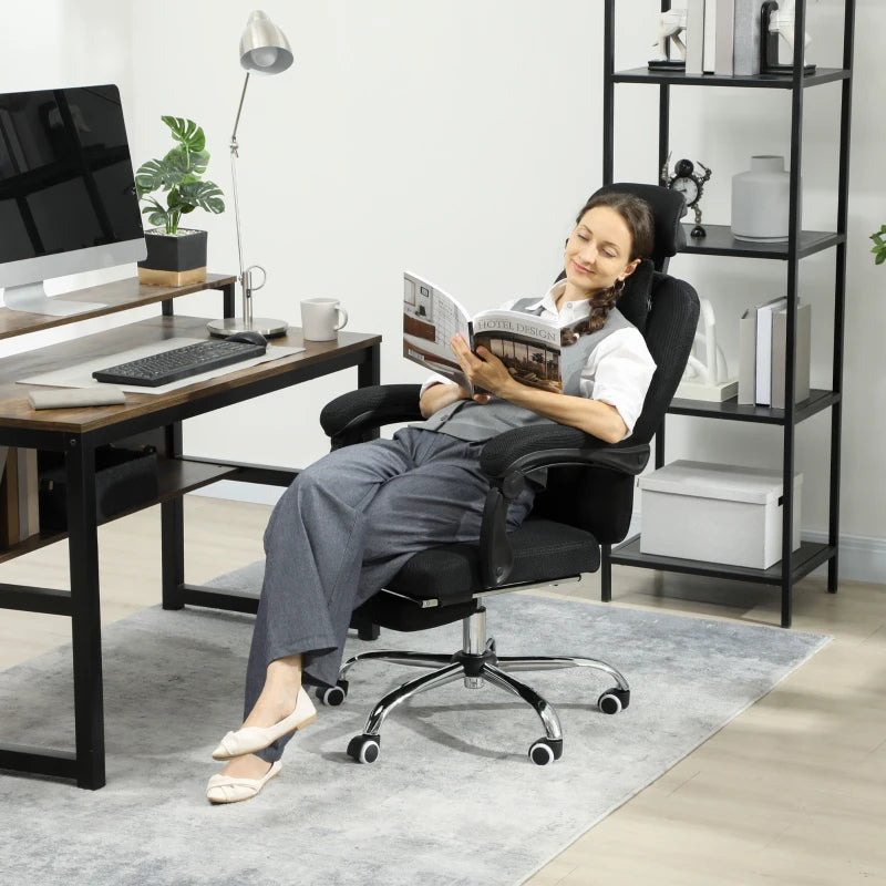Ergonomic Executive High Back Office Chair with Footrest, Lumbar Support, Black