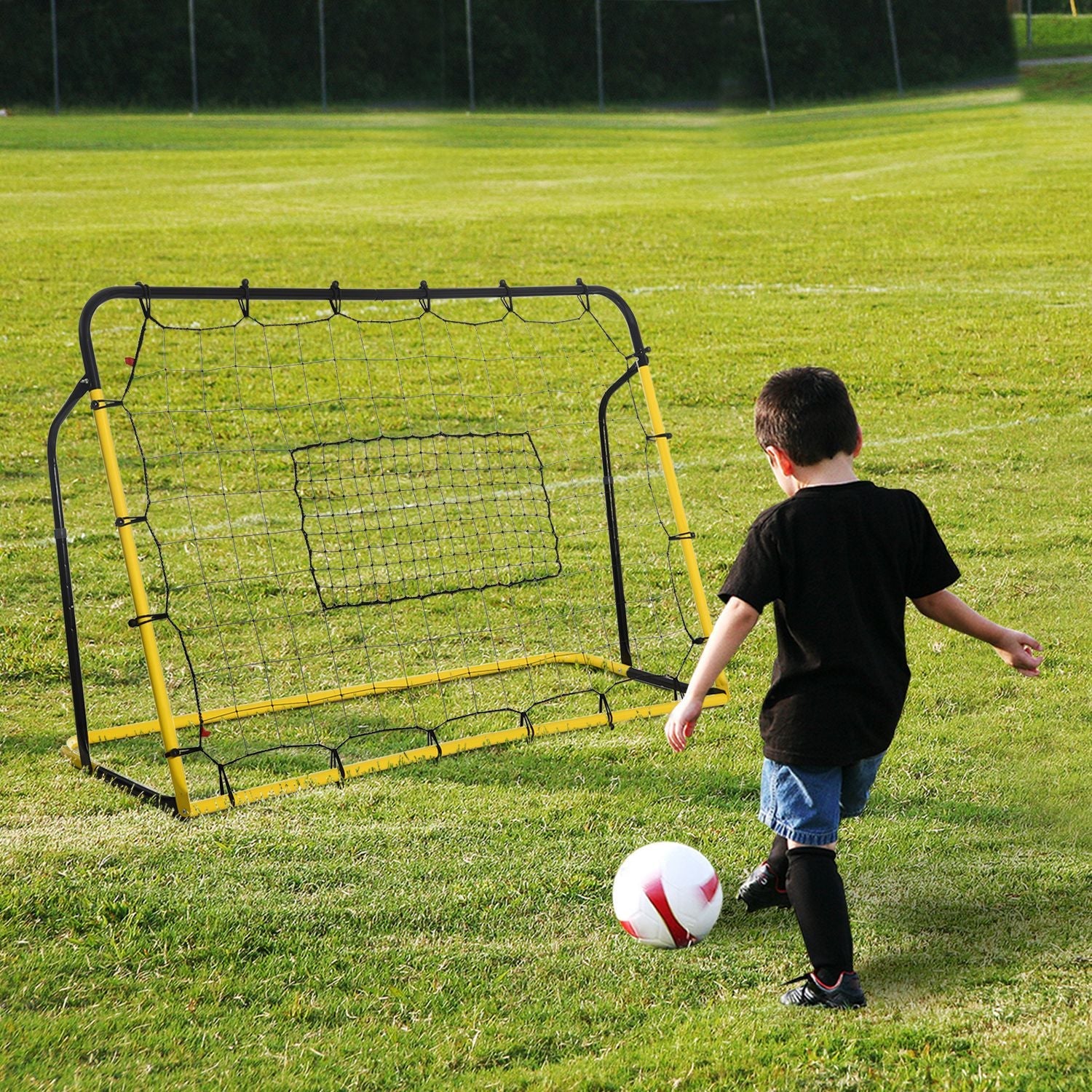 Soozier|HOMCOM Rebound Net Soccer Goal with 5 Angle Adjustable for Soccer Baseball Basketball Training 