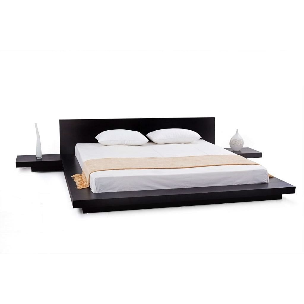 Queen Modern Platform Bed w/ Headboard and 2 Nightstands in Espresso - Free Shipping