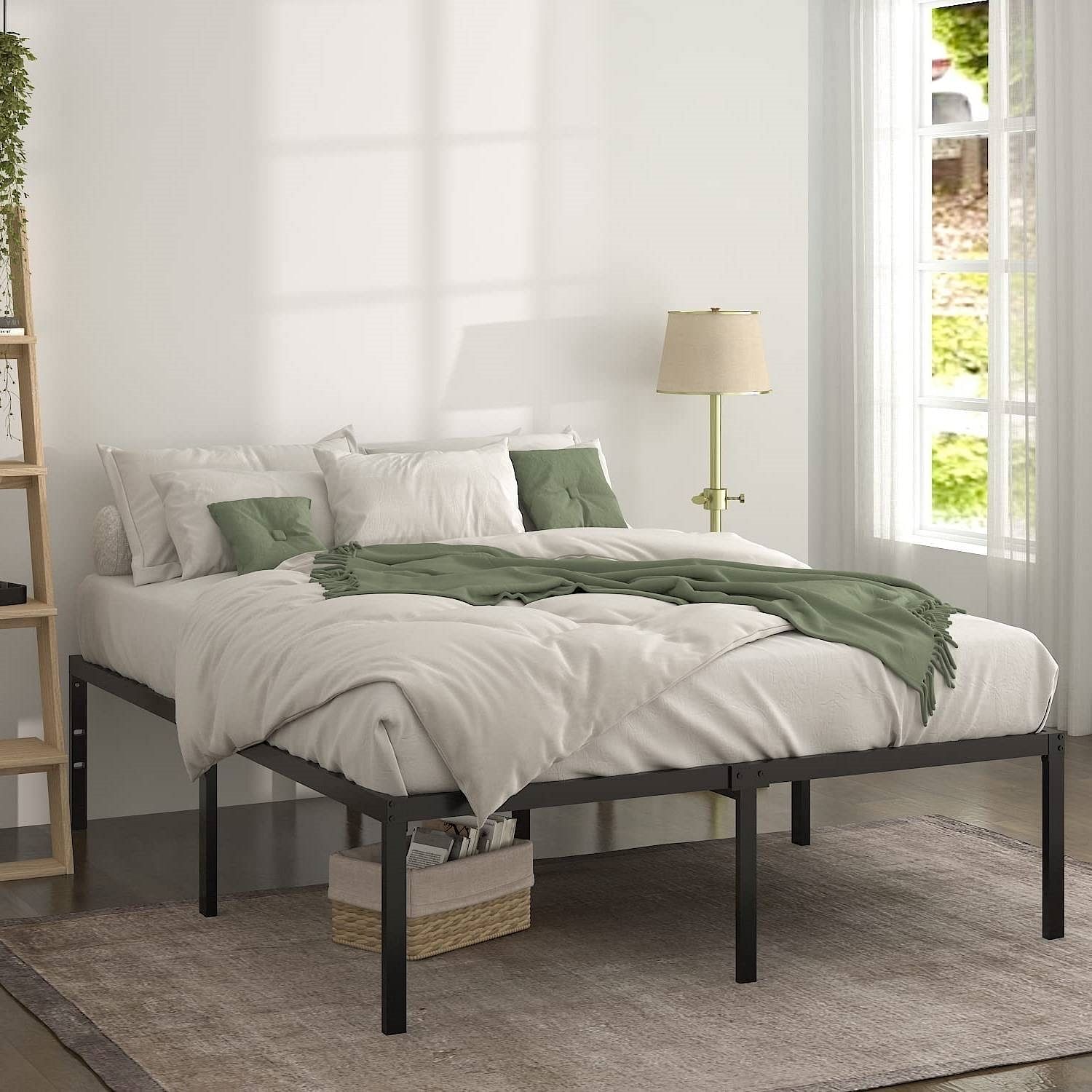 Queen 18-inch Metal Platform Bed Frame with Under-Bed Storage Space - Free Shipping