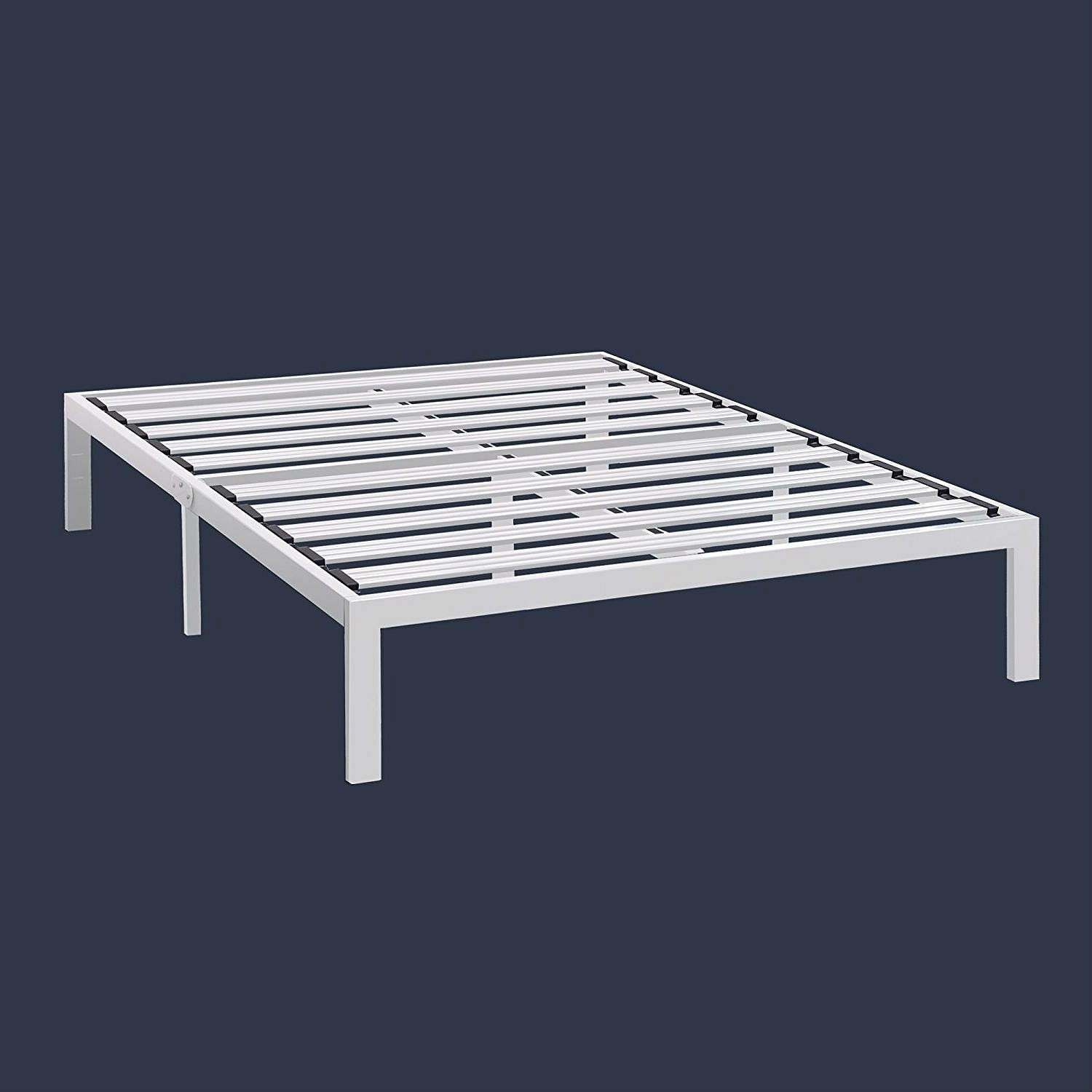 Queen size Heavy Duty Metal Platform Bed Frame in White - Free Shipping