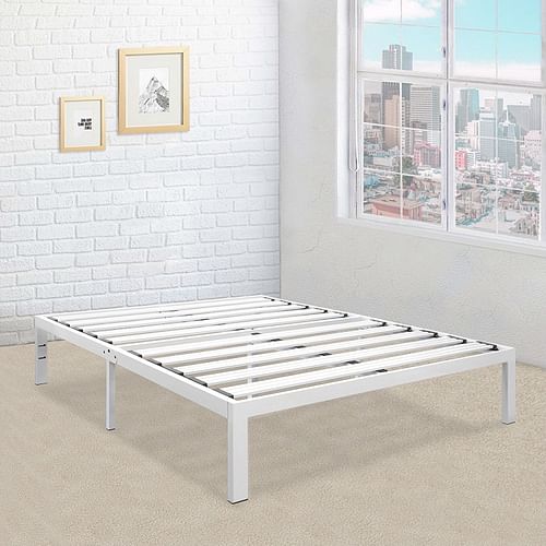 Queen size Heavy Duty Metal Platform Bed Frame in White - Free Shipping