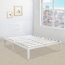 Queen size Heavy Duty Metal Platform Bed Frame in White - Free Shipping