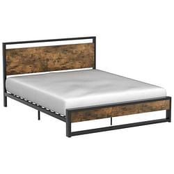 Queen Modern Farmhouse Platform Bed Frame with Wood Panel Headboard Footboard - Free Shipping