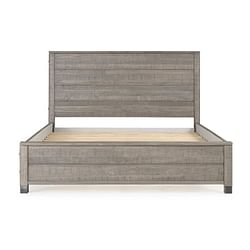 Queen Solid Wooden Platform Bed Frame with Headboard in Grey Wood Finish - Free Shipping