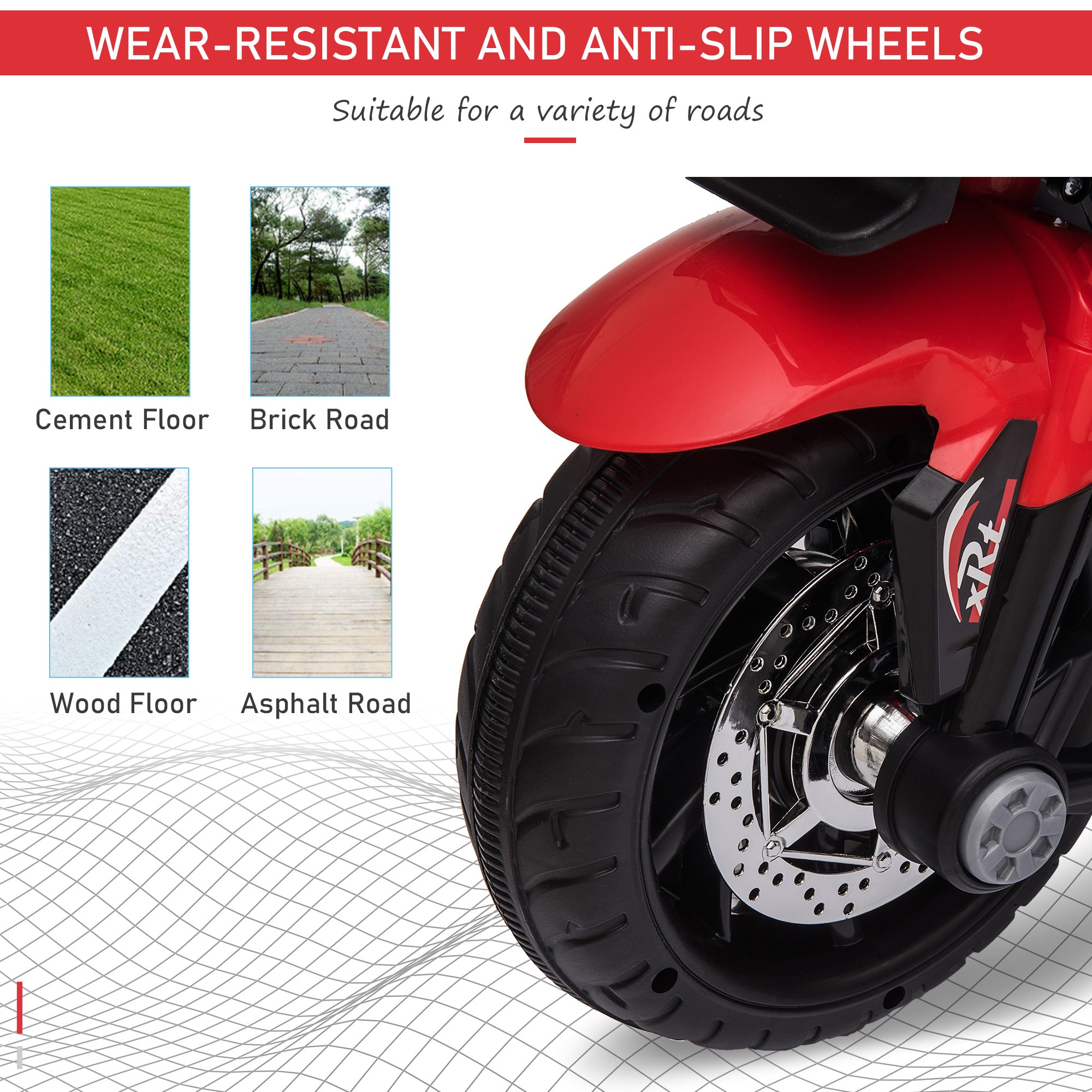 Aosom Kids Electric Motorcycle Ride-On Toy 6V Battery Powered with Music Horn Headlights Red 
