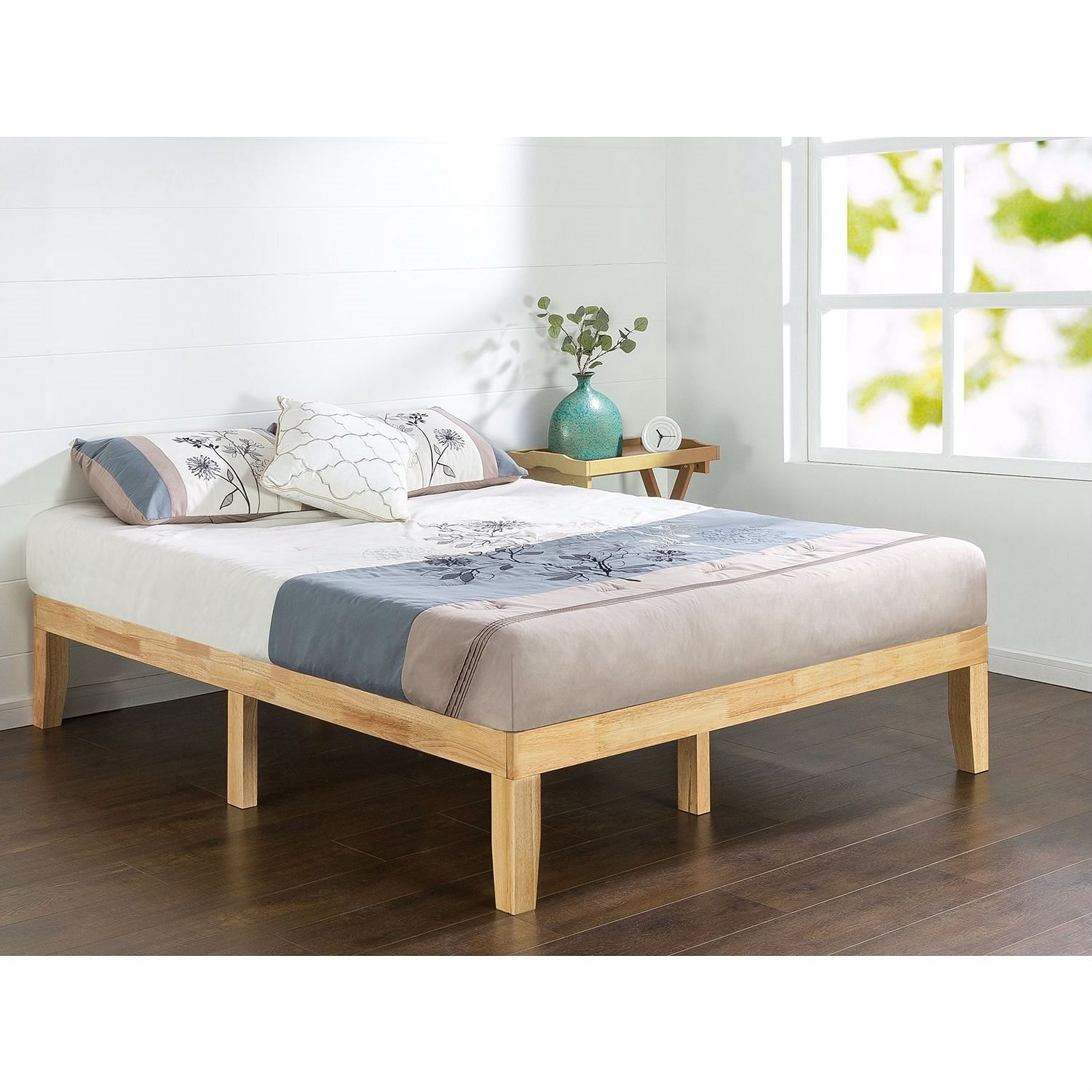 Queen size Solid Wood Platform Bed Frame in Natural Finish - Free Shipping