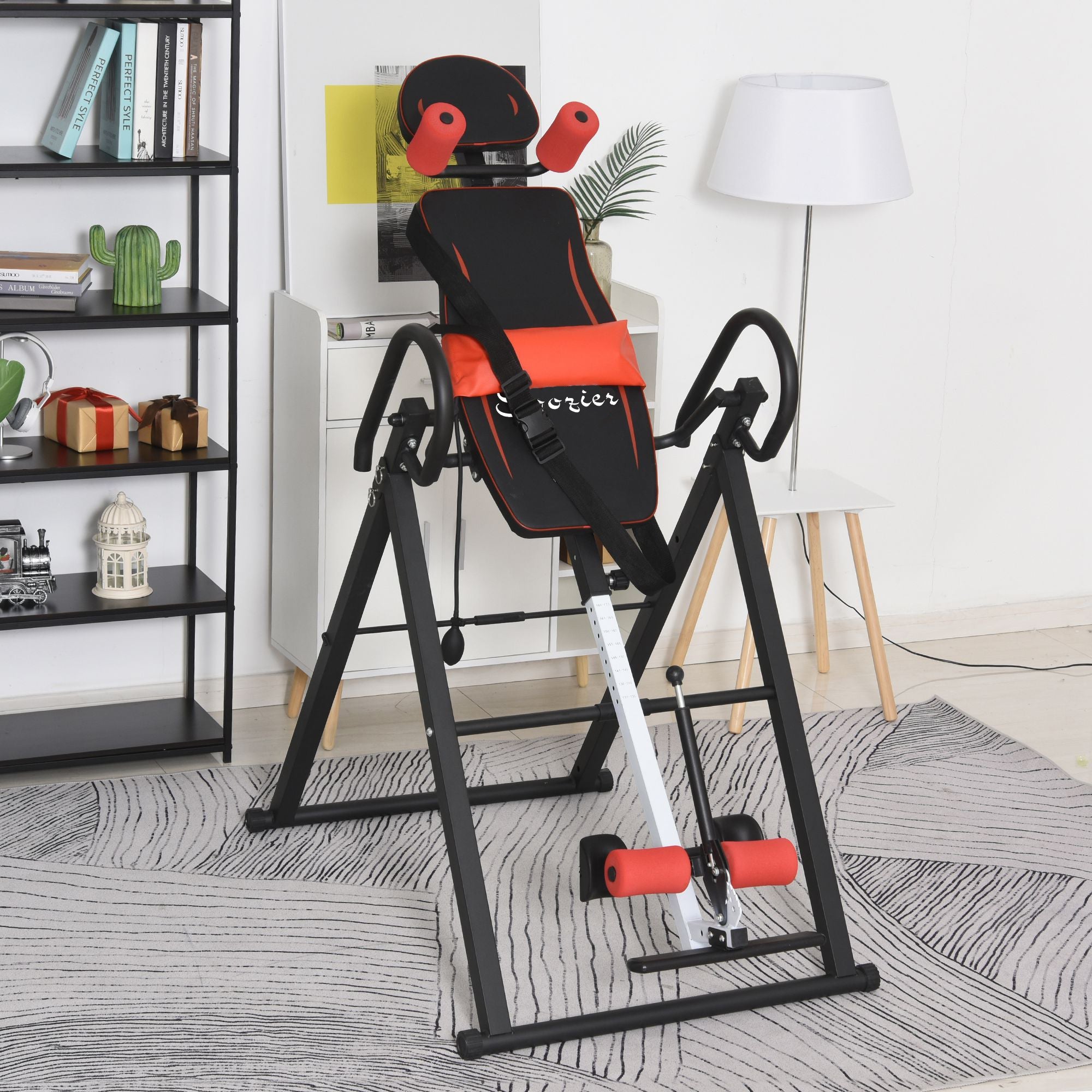 Soozier Folding Inversion Table, 20°/40°/60° Adjustable, with Safety Belt and Waist Pad for Back Pain Relief 