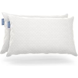 Set of 2 Queen Shredded Memory Foam Pillows with Luxury Bamboo Breathable Cover - Free Shipping 