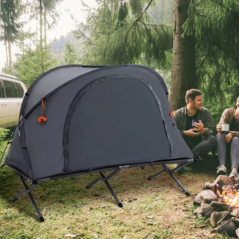 Camping Tent Cot, Multifunctional Folding Tent Combo, Portable Off-Ground Tent Shelter with Self-Inflating Air Mattress and Carry Bag for 1 Person