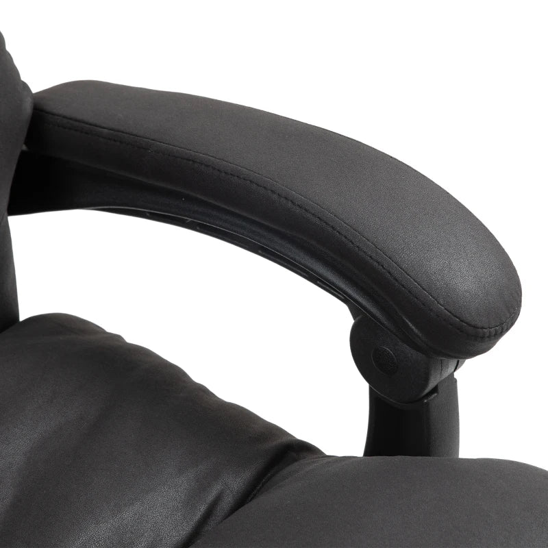 Executive Office Chair with 6-Point Massage, Microfibre Reclining Computer Chair with Footrest, Black