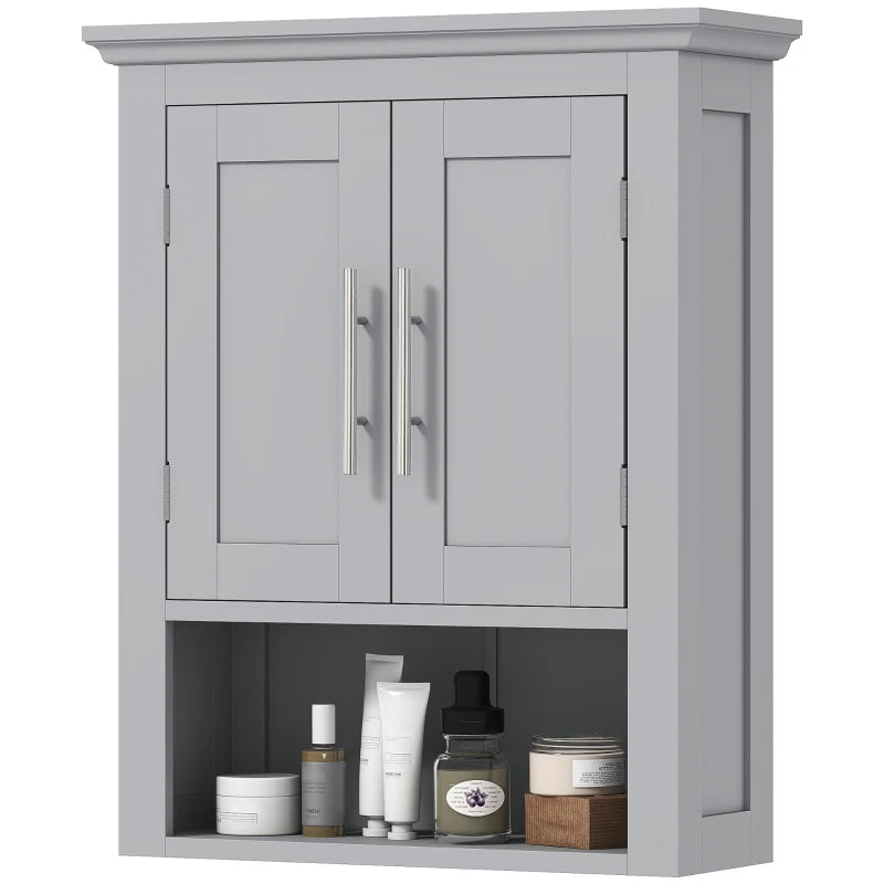 Bathroom Wall Cabinet, Medicine Cabinet, Toilet Storage Cabinet with Shelf for Living Room and Entryway, Grey