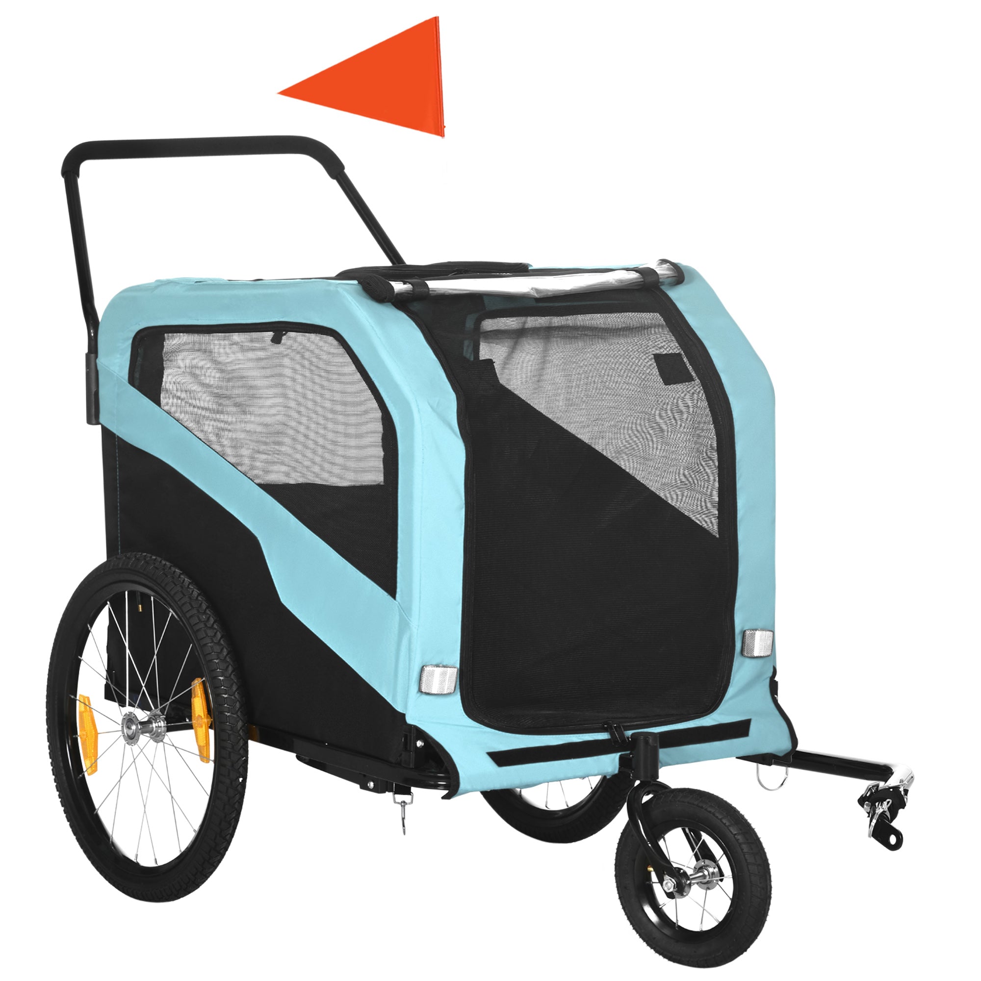 Aosom 2-in-1 Dog Bike Trailer for Large Dogs with Hitch, Quick-release Wheels, Foot Support, Pet Bicycle Cart Wagon Cargo Carrier, Blue 