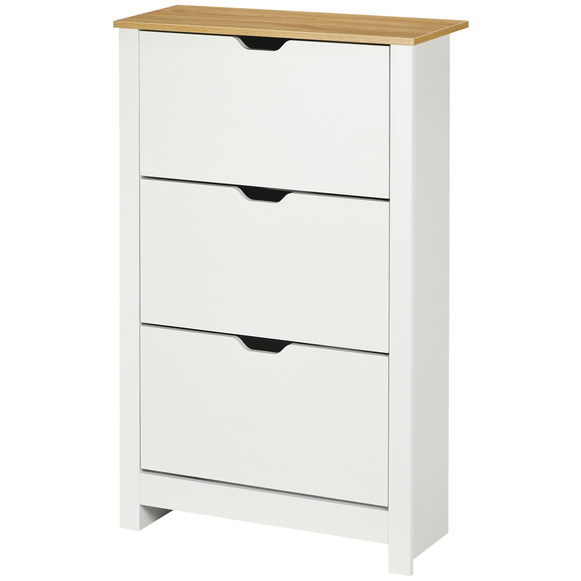 HOMCOM Shoe Storage Cabinet with 3 Flip Drawers and Adjustable Shelves for 18 Pairs of Shoes, White 