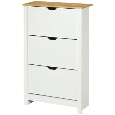 HOMCOM Shoe Storage Cabinet with 3 Flip Drawers and Adjustable Shelves for 18 Pairs of Shoes, White 