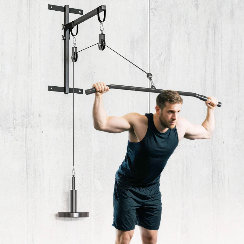 Soozier Weight Cable Pulley System for Home Gym with Universal Loading Pin for LAT Pull Down, Biceps Curl Workout