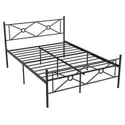 Queen Size Modern Black Metal Headboard & Footboard Platform Bed Frame - Free Shipping