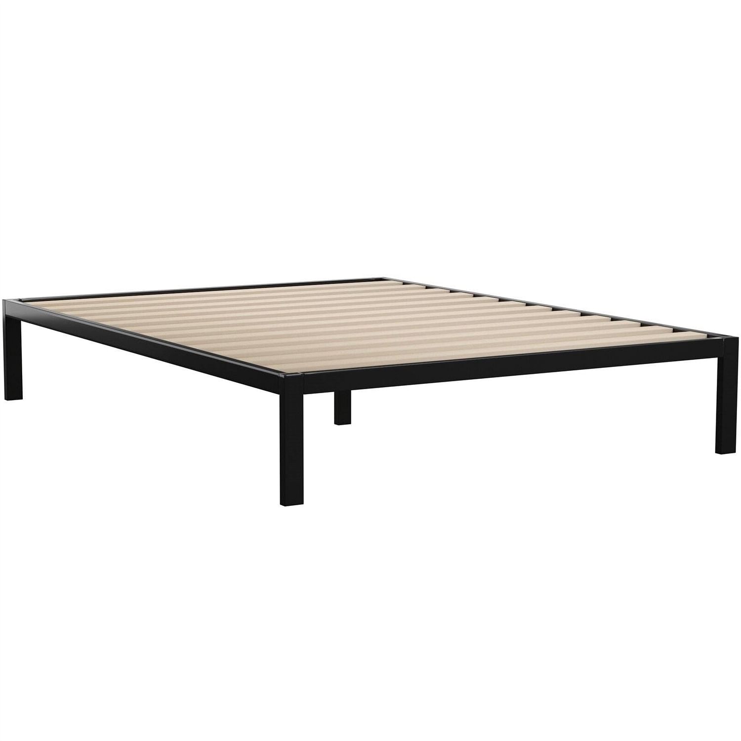 Queen Black Metal Platform Bed Frame with Wood Slats - 700 lbs Weight Capacity - Free Shipping