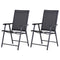 Outsunny Garden Chairs Set of 2 Foldable Texteline Steel Frame Outdoor Patio Seat Black