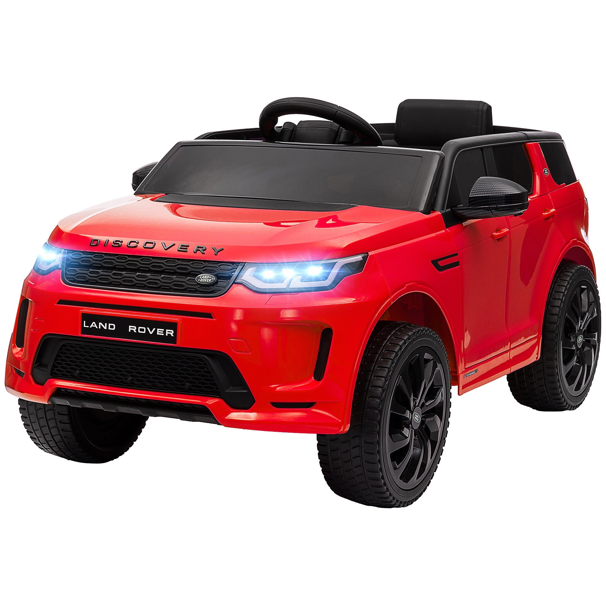 Qaba Land Rover Discovery Sport Licensed 12V Ride on Car w/ Remote, Soft Start, LED Lights, Music Horn, Red 