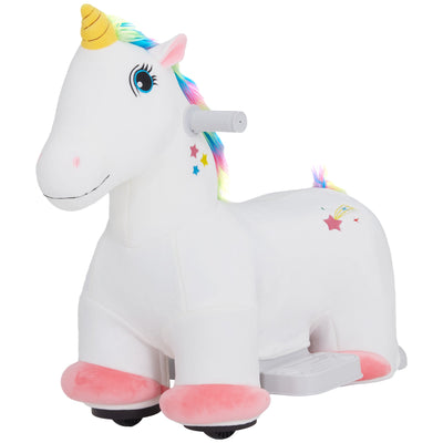 Qaba 6V Ride on Unicorn, Battery Powered Kids Riding Pony with Music Forward, Aged 18-36 Months, White 