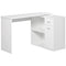 HOMCOM L Shaped Desk Corner Computer Table with Storage Cabinet Shelf Study Writing Home Office White