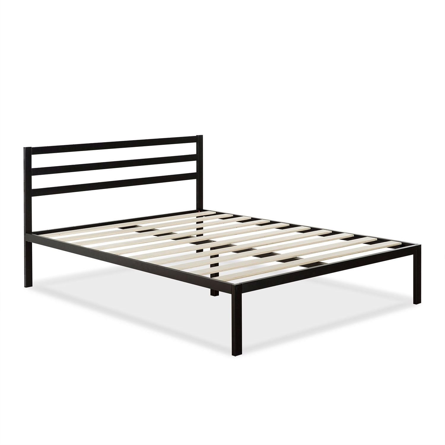 Queen Metal Platform Bed Frame with Headboard and Wood Slats - Free Shipping