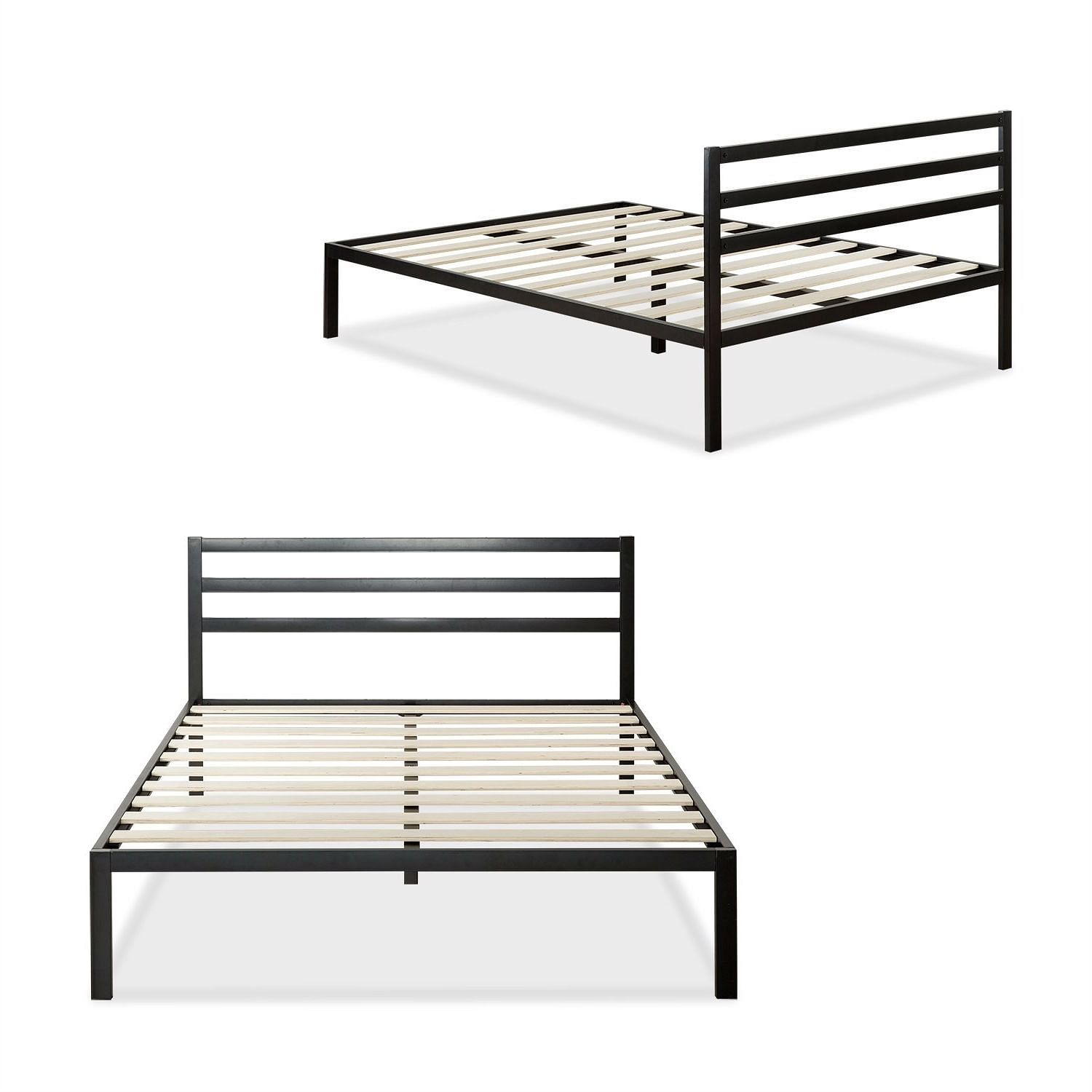 Queen Metal Platform Bed Frame with Headboard and Wood Slats - Free Shipping