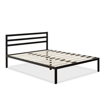 Queen Metal Platform Bed Frame with Headboard and Wood Slats - Free Shipping 