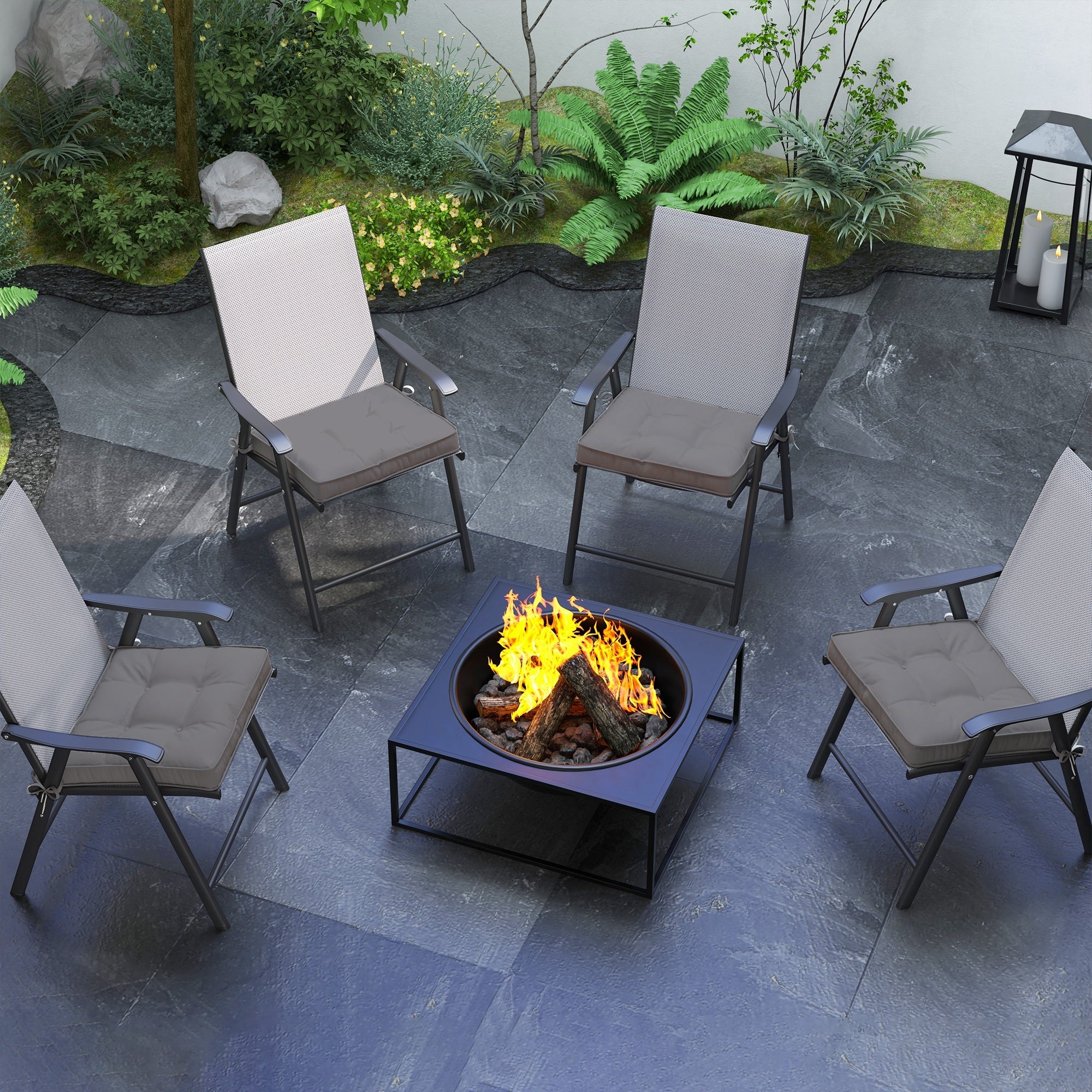 Outsunny 4Pc Replacement Cushions for Rattan Furniture Outdoor Seat Pad Dark Grey 