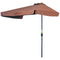 7.5ft Half Umbrella Semi Patio Parasol with Crank Handle, Top Vent for Garden, Balcony- NO BASE INCLUDED, Coffee