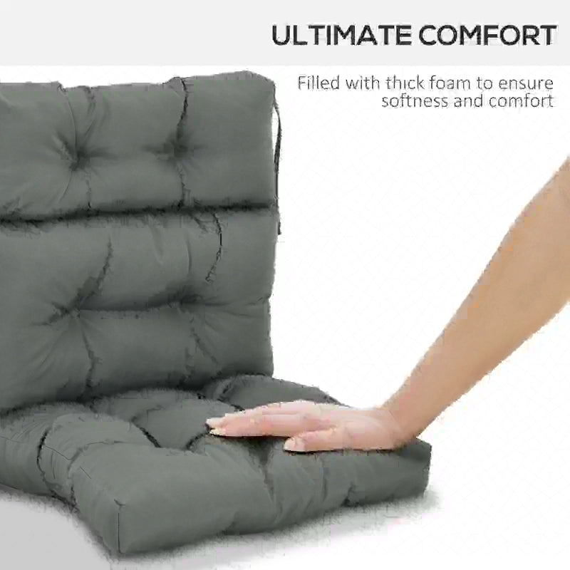 Outdoor Patio Chair Seat/Back Chair Cushion Replacement, Tufted Pillow with Thick Filling and String Ties, Dark Grey