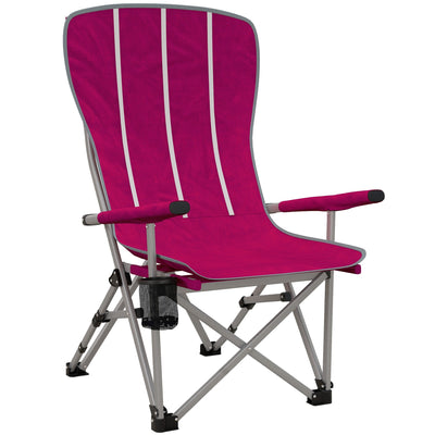 Outsunny Portable Folding Chair for Camping, Compact Beach Chair with Storage Pocket & Cup Holder for Picnic, Hiking 