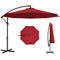 9.7ft Offset Patio UmbrellaCantilever Parasol with Crank Handle, 8 Ribs and Cross Base for Outdoor, Sun Shade, Wine Red