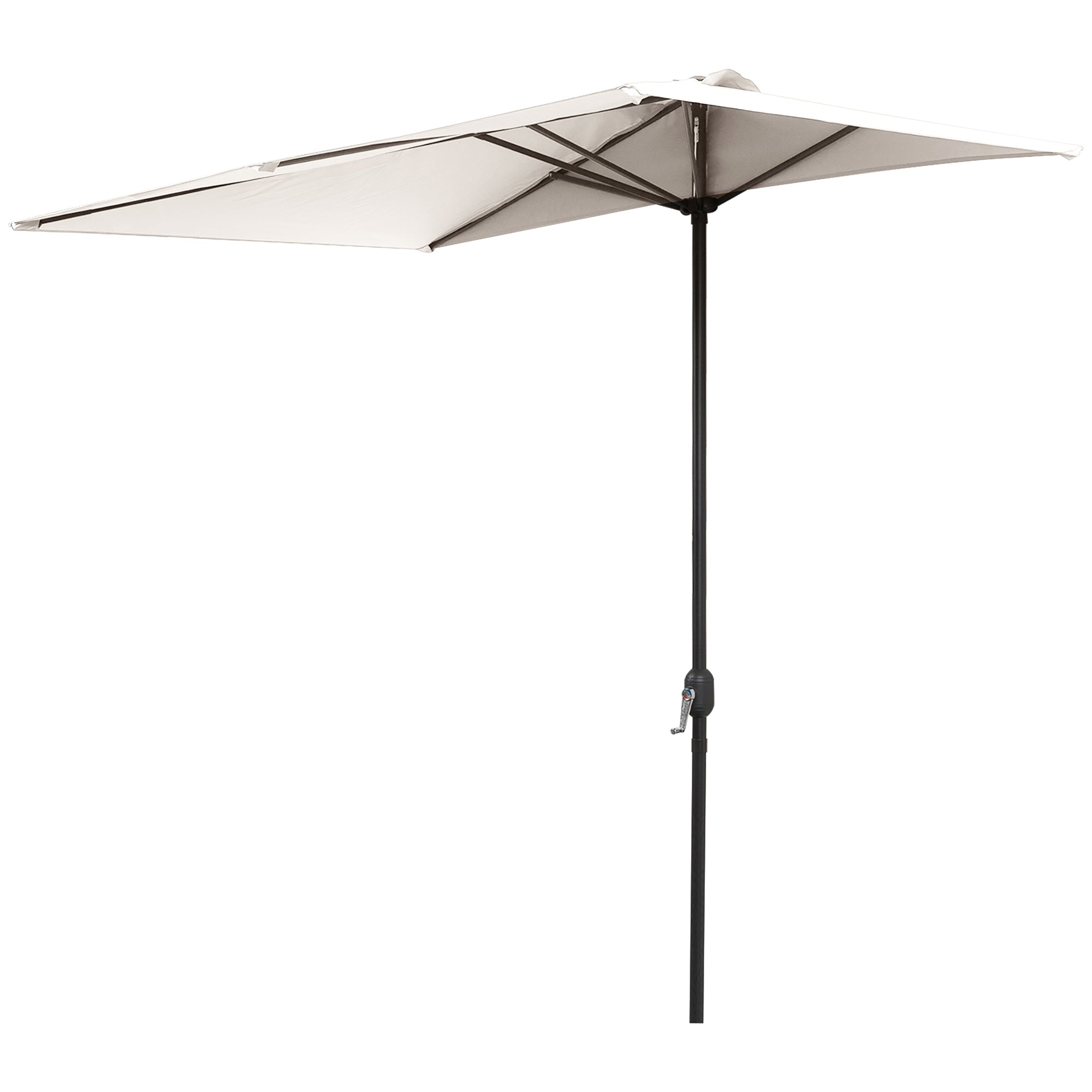 Outsunny 8ft Half Umbrella Outdoor Balcony Parasol Patio Garden Outdoor Window Sun Shade w/ 5 Ribs, Cream White 