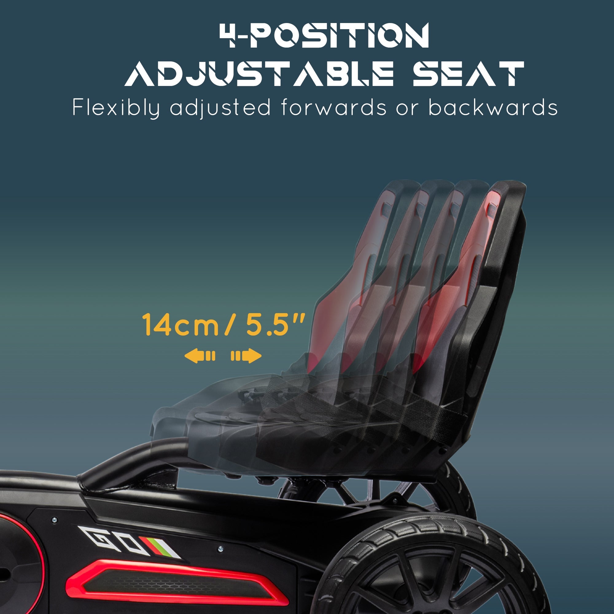 Aosom Pedal Racer: Kids Go-Kart with Adjustable Seat, Swing Axle, Handbrake, Red EVA Wheels, Foot Racer 