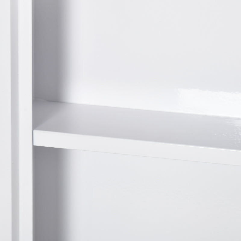 Wall Mount Medicine Cabinet Bathroom Cabinet with 2 Shelves, Steel Frame and Magnetic Door, White