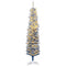 HOMCOM 6ft Blue Snow Flocked Pencil Christmas Tree, Pre-Lit Artificial Tree with Snowy Branches