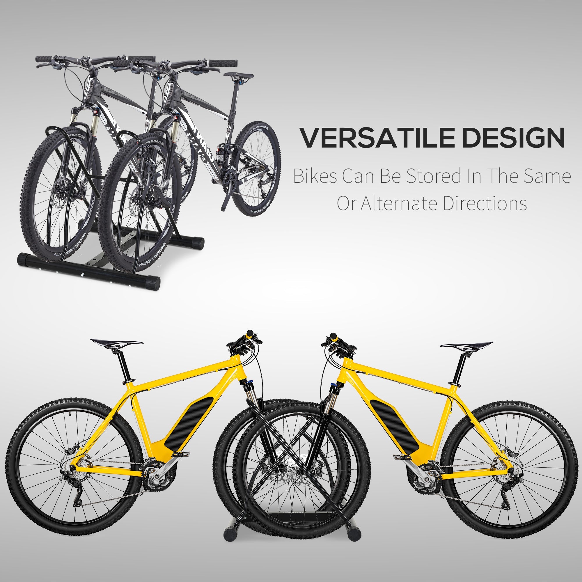 Soozier Cycle Parking Stand: 2-Slot Floor Parking Bicycle Rack, Garage Storage Indoor Outdoor 