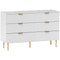 Modern Chest of Drawers 6 Drawer Dresser for Bedroom with Gold Legs and Handles, White