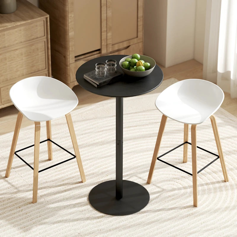 Round Bar Table for 2, Modern Pub Table with Steel Frame, Easy Assembly for Small Space Home Bar Cocktail Bistro, Black