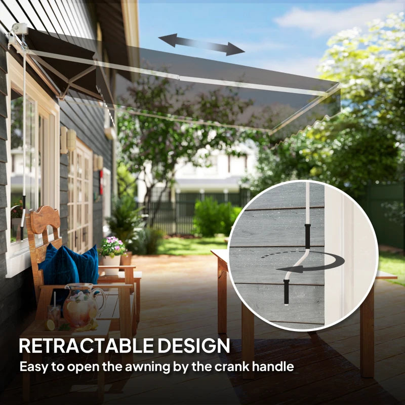 8' x 7' Retractable Awning, Patio Awnings, Sunshade Shelter with 280 g/m² UV & Water-Resistant Fabric, Black